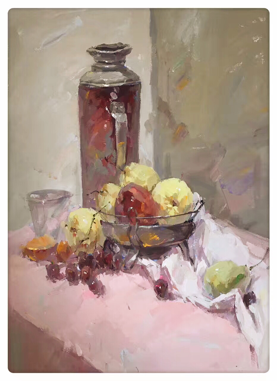 北京畫室色彩靜物水瓶果盤范畫作